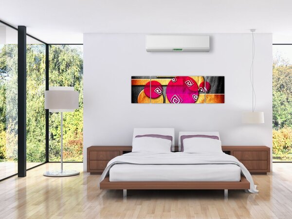 Abstrakcyjny obraz z historycznymi symbolami (170x50 cm)