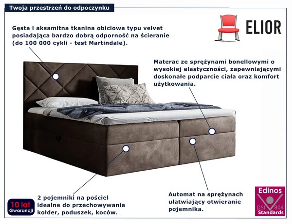 Ciemnobrązowe łóżko pikowane 5 rozmiarów M6-T27