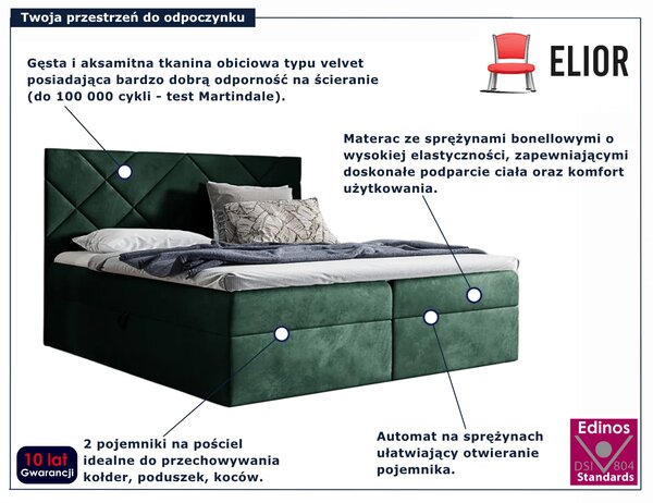 Zielone łóżko pikowane z pojemnikiem 5 rozmiarów D2-K51