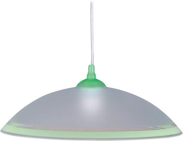 Lampa wisząca z szerokim kloszem z zieloną lamówką K-3515 z serii UFO