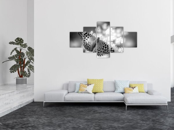 Obraz - Szczegół motyla zapylającego kwiat (125x70 cm)