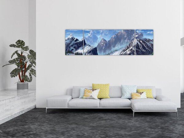 Obraz - Malowane góry (170x50 cm)