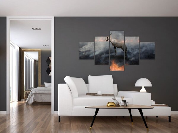 Obraz kozicy w płomieniach (125x70 cm)
