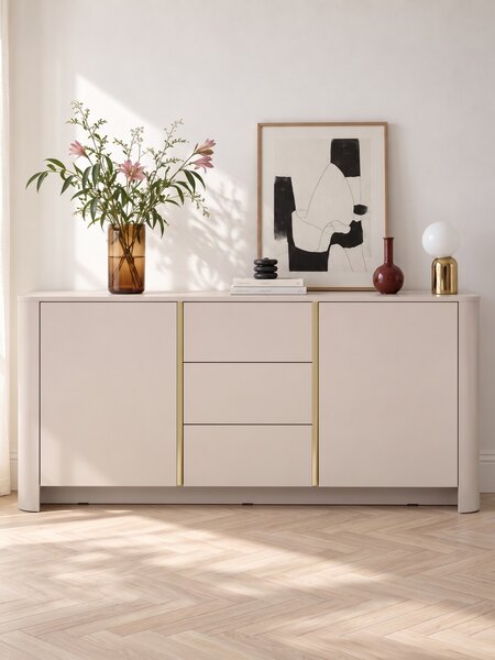 Komoda Sorrenti 168 cm z szufladami - kaszmir / złoty