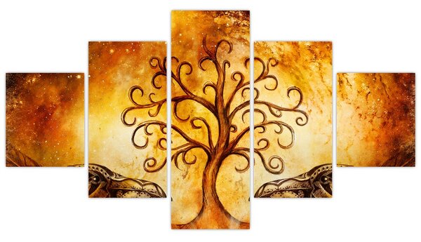 Naturalny abstrakcyjny obraz drzewa (125x70 cm)