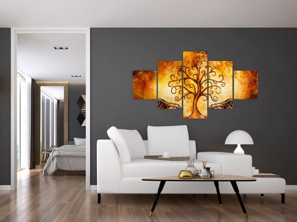 Naturalny abstrakcyjny obraz drzewa (125x70 cm)