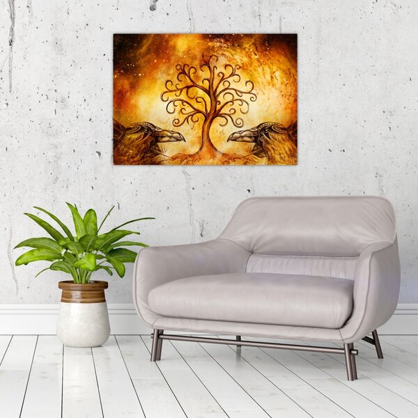 Naturalny abstrakcyjny obraz drzewa (70x50 cm)
