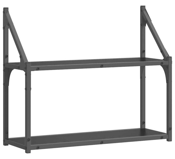 Nowoczesna półka ścienna z drewna inżynieryjnego w kolorze czarnego dębu 60 x 21 x 51 cm