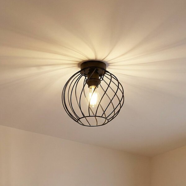 Lampa sufitowa Danika Lindby, możliwość ściemniania, czarny, salon / jadalnia, metal, nowoczesny
