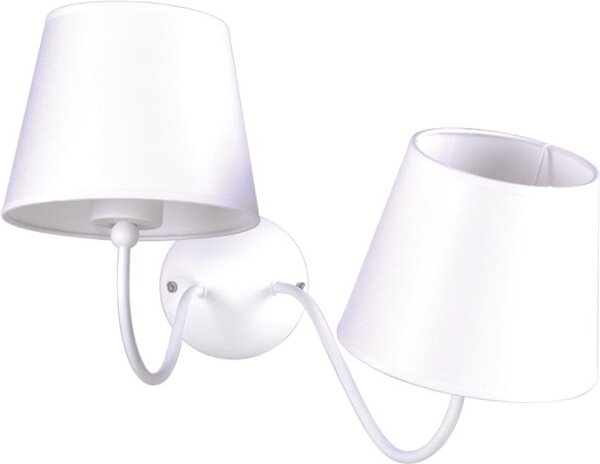 Dwuramienna, biała lampa ścienna z abażurami K-4024 z serii SIENA WHITE