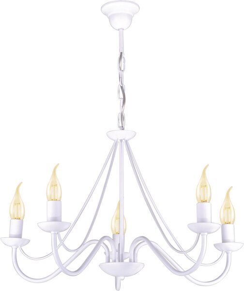 Biała lampa wisząca imitująca świecznik K-3996 z serii BARTEZ II