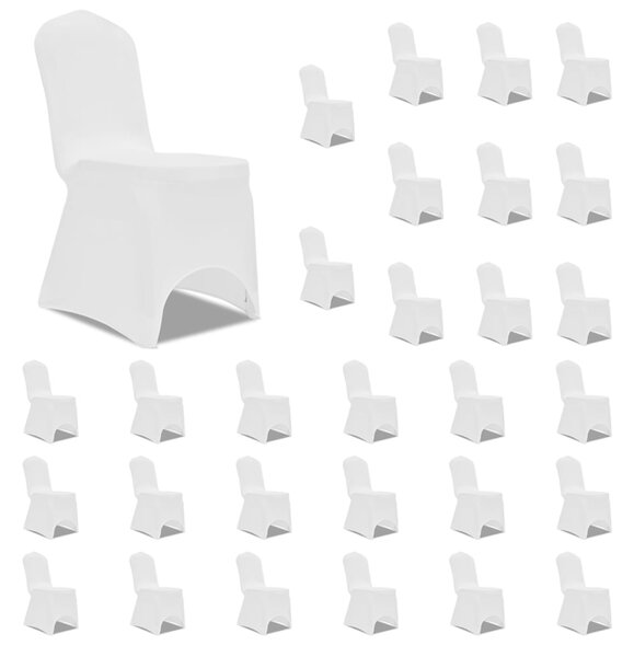 Elastyczne pokrowce na krzesła, białe, 30 szt