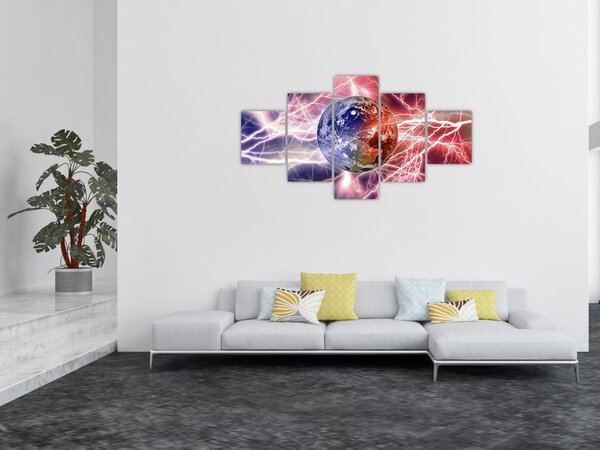 Obraz - Kula ziemska pod prądem (125x70 cm)