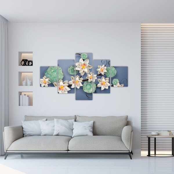 Obraz lilii wodnych (125x70 cm)