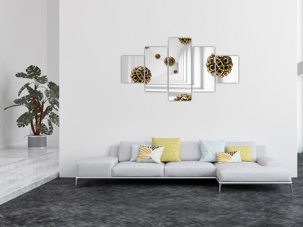 Abstrakcyjny obraz piłek do piłki nożnej (125x70 cm)