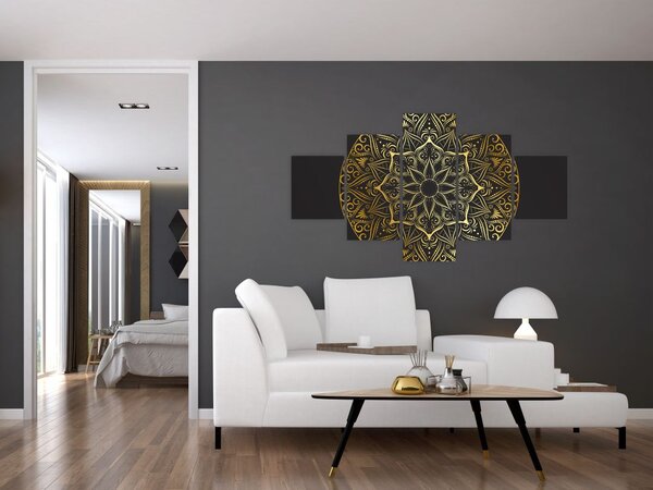 Obraz złotej abstrakcji (125x70 cm)
