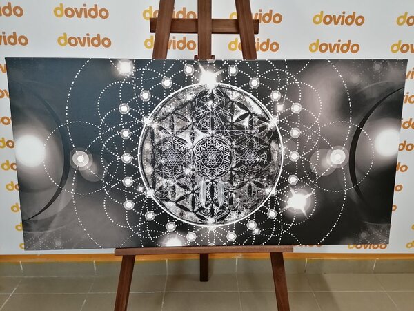 Obraz czarująca Mandala w wersji czarno-białej