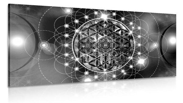 Obraz czarująca Mandala w wersji czarno-białej