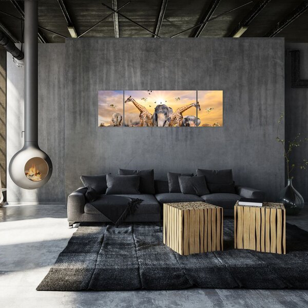 Obraz - Afrykańskie zwierzęta (170x50 cm)