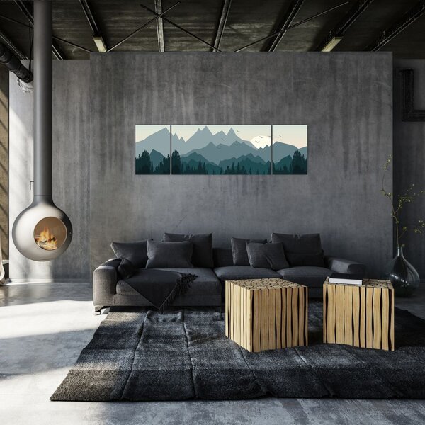 Obraz - Góry oczami grafika (170x50 cm)