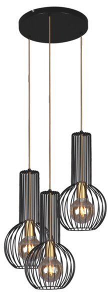 Lampa z czarno-złotymi drucianymi kloszami K-4522 z serii ARVI BLACK