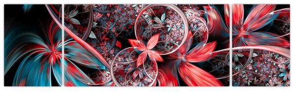 Abstrakcyjny obraz egzotycznych kwiatów (170x50 cm)