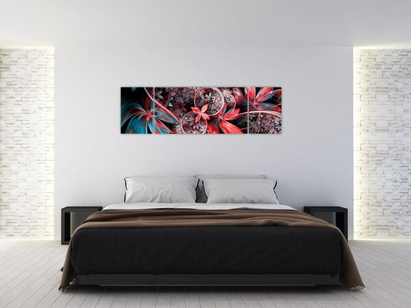 Abstrakcyjny obraz egzotycznych kwiatów (170x50 cm)