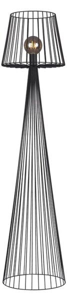 Czarna, druciana, industrialna lampa stojąca K-4643 z serii SOUL BLACK
