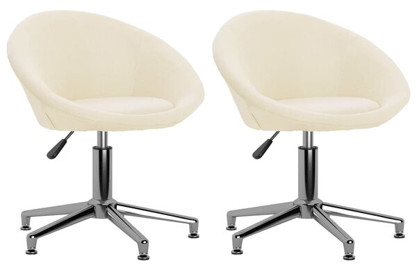 Obrotowe krzesła stołowe, 2 szt., kremowe, obite tkaniną