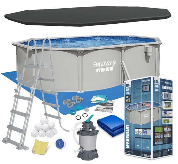 Basen stelażowy Hydrium 500x366x122 Bestway całoroczny 56586 zestaw