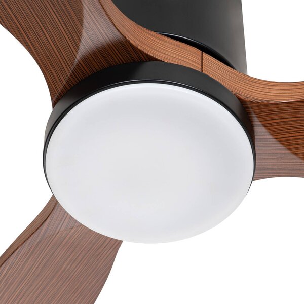 Wentylator sufitowy LED Lucande Brinia, średnica 132 cm, drewno, CCT Brinia, ciemne drewno, salon / jadalnia, drewno, skandynawski