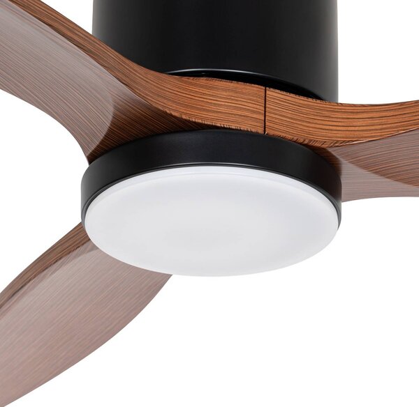 Wentylator sufitowy LED Lucande Brinia, średnica 132 cm, drewno, CCT Brinia, ciemne drewno, salon / jadalnia, drewno, skandynawski