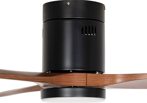 Wentylator sufitowy LED Lucande Brinia, średnica 132 cm, drewno, CCT Brinia, ciemne drewno, salon / jadalnia, drewno, skandynawski
