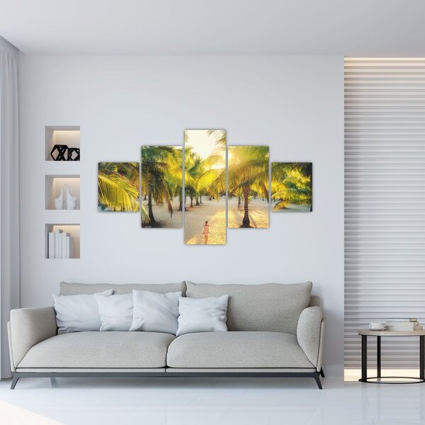 Obraz - Kobieta w palmach (125x70 cm)