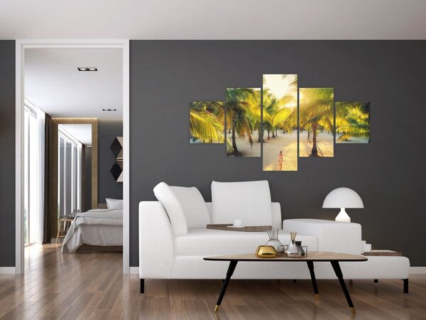 Obraz - Kobieta w palmach (125x70 cm)