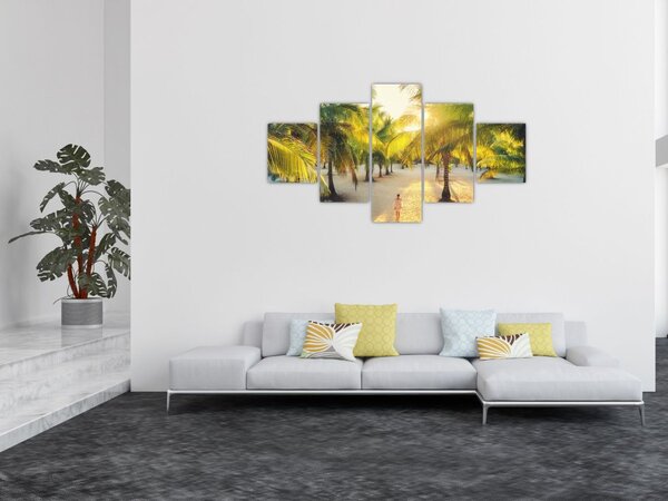 Obraz - Kobieta w palmach (125x70 cm)