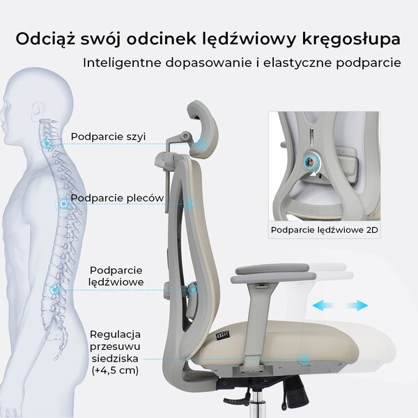 Fotel biurowy ergonomiczny ANGEL GelatO Szary