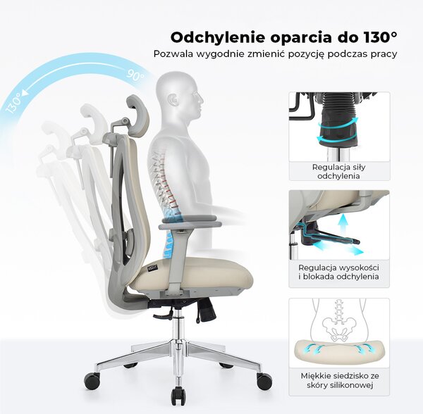 Fotel biurowy ergonomiczny ANGEL GelatO Szary
