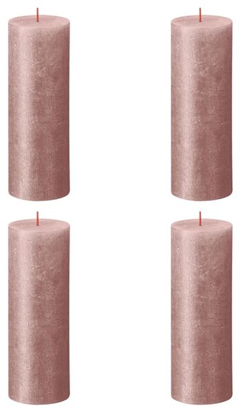 Bolsius Rustykalne świece pieńkowe Shimmer, 4 szt., 190x68 mm, różowe