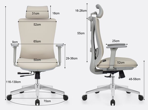Fotel biurowy ergonomiczny ANGEL GelatO Szary