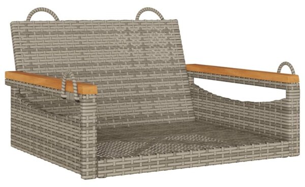 Ławka bujana, szara, 63x62x40 cm, polirattan