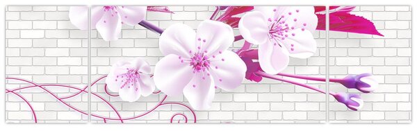 Obraz gałązki z kwiatami (170x50 cm)