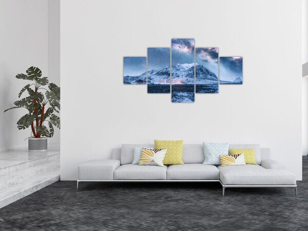 Obraz gór z gwieździstym niebem (125x70 cm)