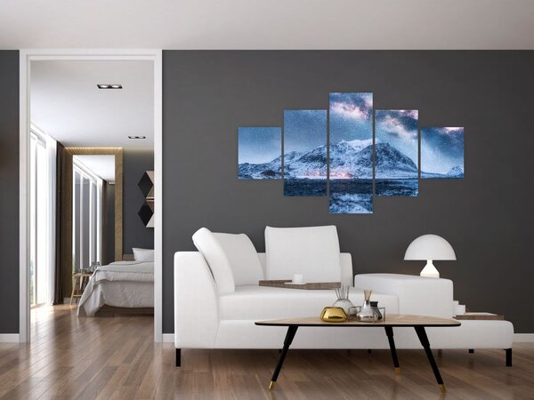 Obraz gór z gwieździstym niebem (125x70 cm)