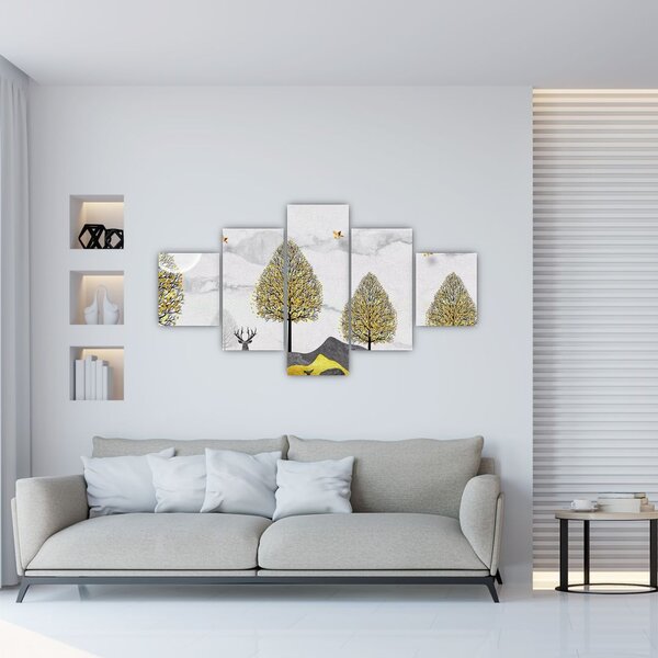 Obraz malowanych jeleni (125x70 cm)