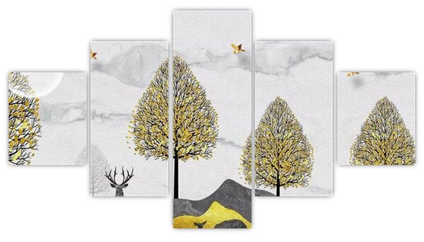 Obraz malowanych jeleni (125x70 cm)