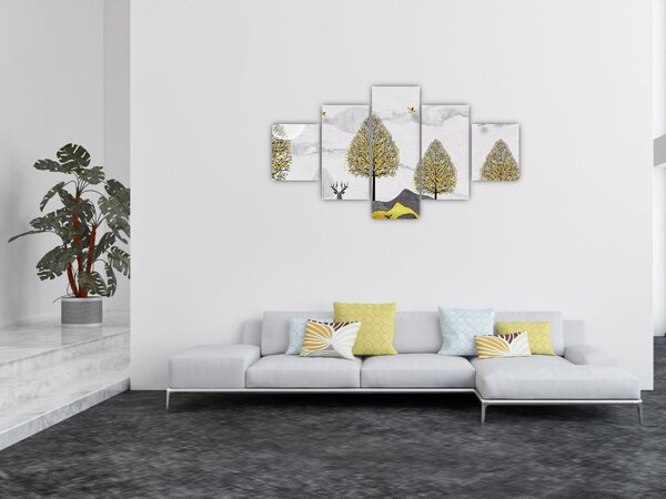 Obraz malowanych jeleni (125x70 cm)