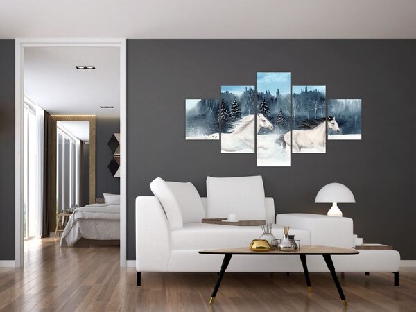 Obraz malowanych koni (125x70 cm)