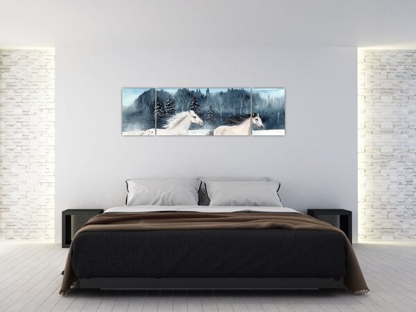 Obraz malowanych koni (170x50 cm)