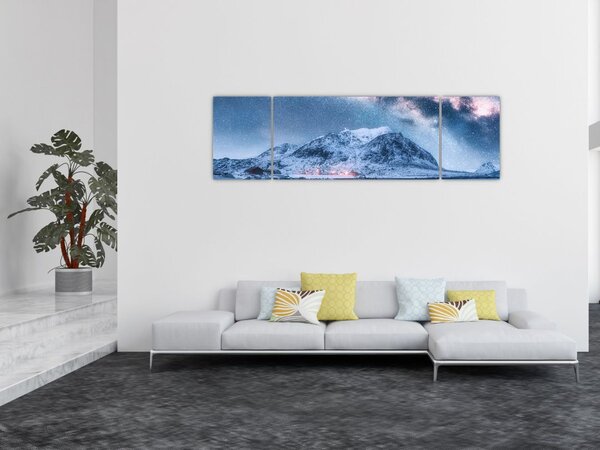 Obraz gór z gwieździstym niebem (170x50 cm)